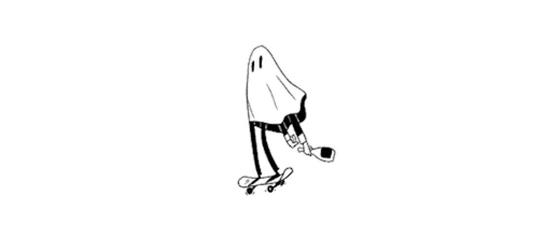 Funny Ghost Skateboarding GIF