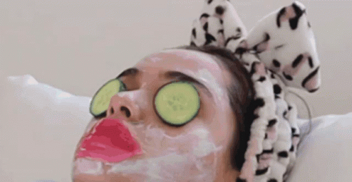 Funny Girl Eyes Cucumber Spa GIF