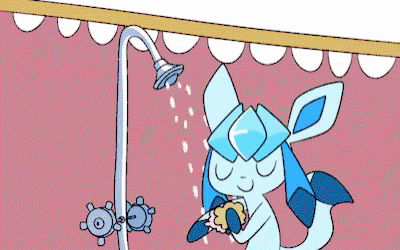 Funny Glaceon Sylveon Showering GIF