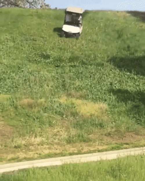 Funny Golf Cart Slide Fall GIF