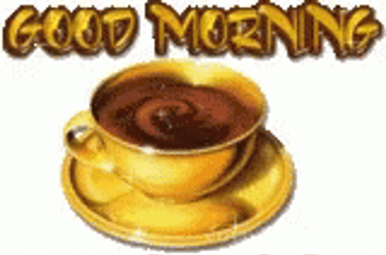 Funny Good Morning Happy Friday Golden Tea Cup GIF