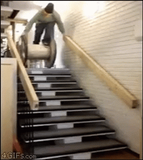 Funny Guy Fail Exhibition Falling Down Stairs GIF