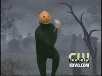 Funny Halloween Pumpkin Head Dancing Cemetery GIF