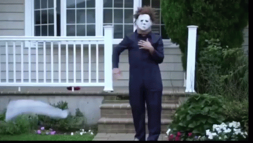 Funny Halloween Sassy Walk Grabs Knife GIF
