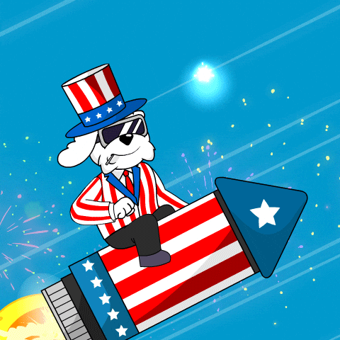 Funny Happy 4th Of July American Rocket GIF