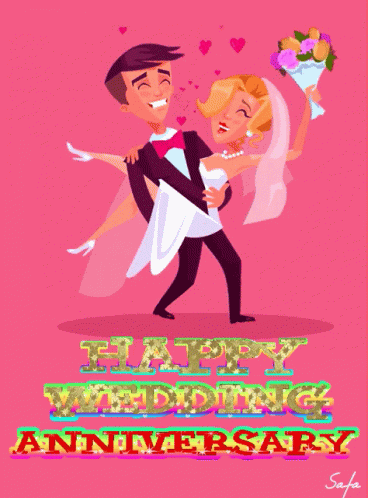 Cartoon Couple Funny Happy Anniversary GIF