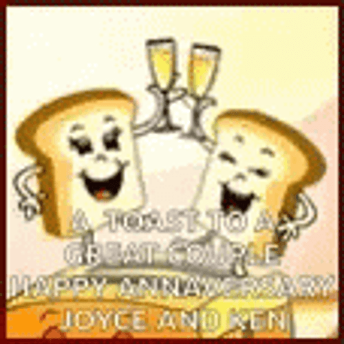 Funny Happy Anniversary Bread Cartoon Celebrating GIF