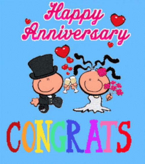 Funny Happy Anniversary Congrats Cartoon Art GIF
