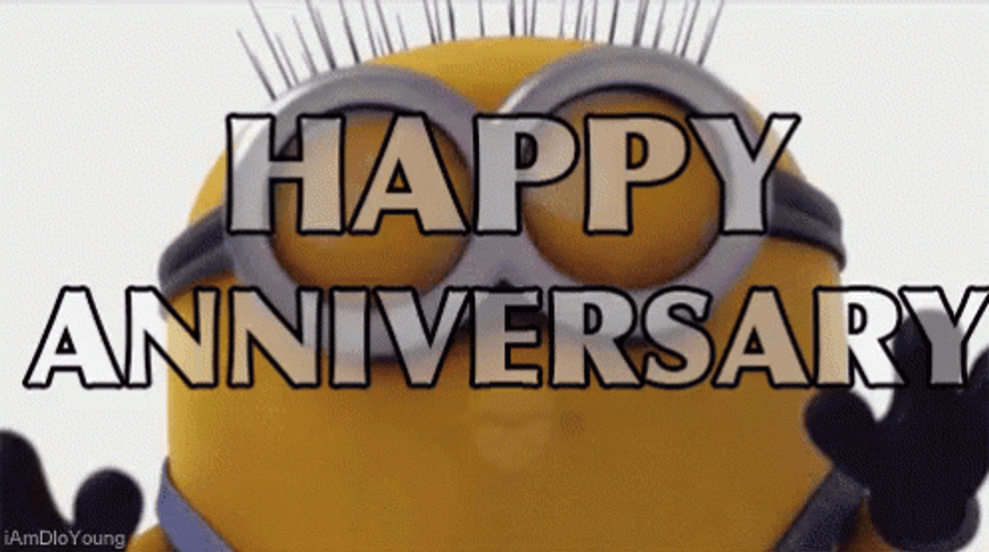 Funny Happy Anniversary Minion GIF