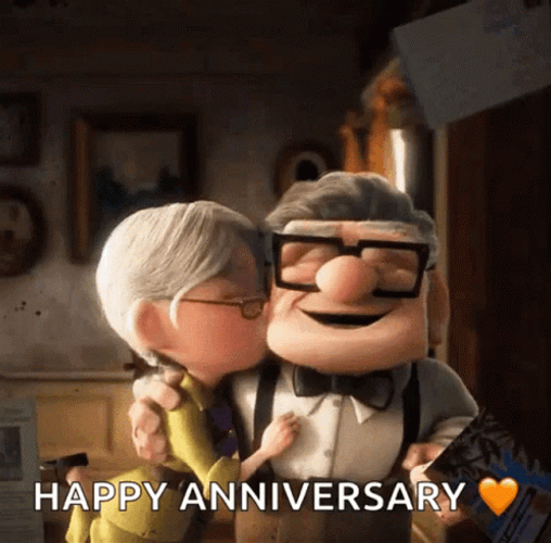 Funny Happy Anniversary Up Old Couple GIF