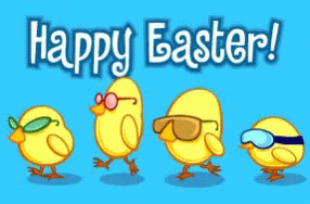 Funny Happy Easter Walking Chicks GIF