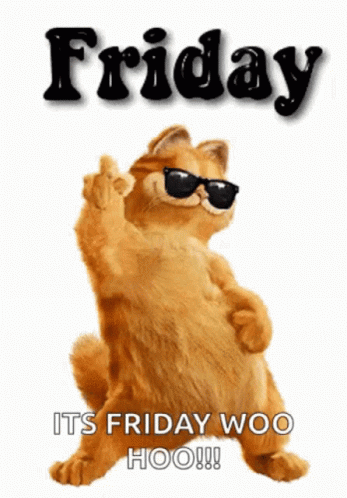Funny Happy Friday Garfield Finger Point GIF