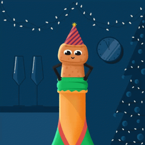Funny Happy New Year Champagne Cork GIF