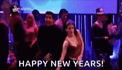 Funny Happy New Year Friends Dancing Monica And Ross GIF