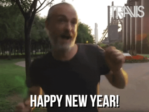 Funny Happy New Year Man Jumping Around GIF