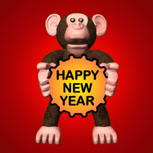 Funny Happy New Year Monkey Reveal GIF