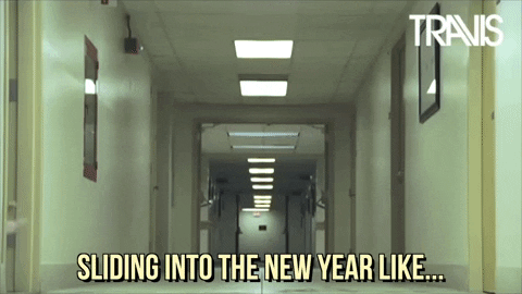 Funny Happy New Year Sliding Into The Year GIF