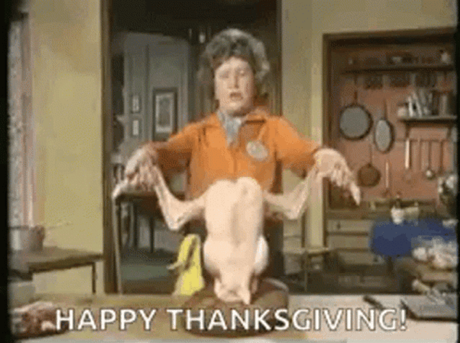 Funny Happy Thanksgiving Featherless Turkey GIF
