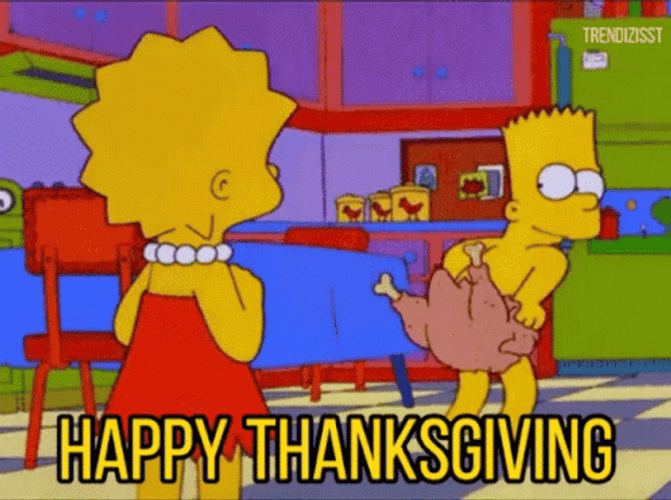 Funny Happy Thanksgiving Lisa And Bart Simpson GIF