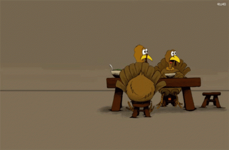 Funny Happy Thanksgiving Three Turkeys GIF