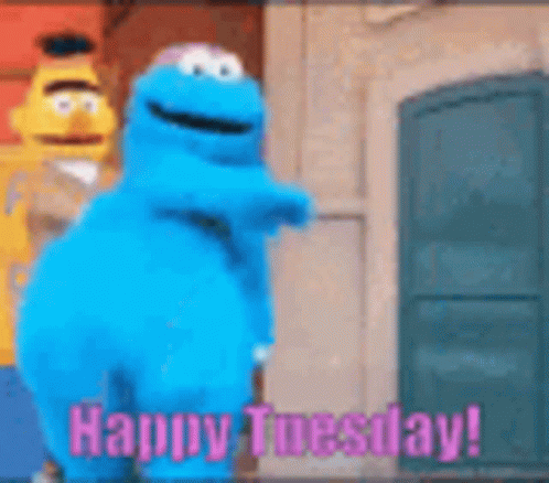 Funny Happy Tuesday Bert Cookie Monster Dancing GIF
