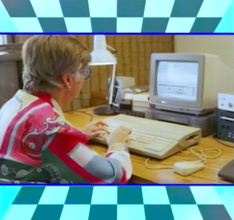 Funny Happy Tuesday Grandma Typing On Computer GIF