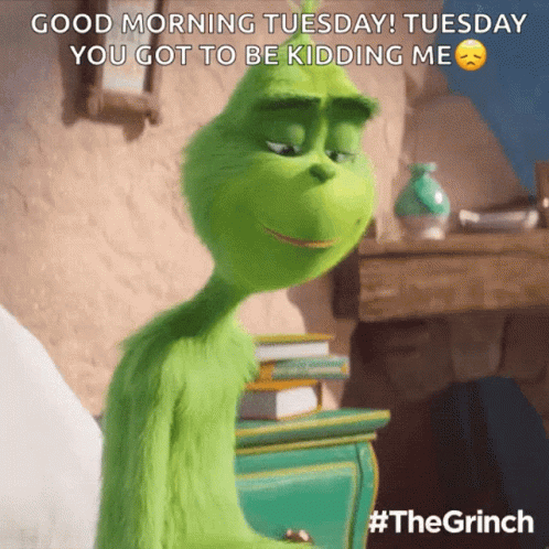 Funny Happy Tuesday Shocked The Grinch GIF