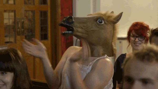 Funny Horse Headdress Costume Amazing Reaction GIF