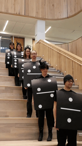 Funny Human Black Dominos Falling GIF