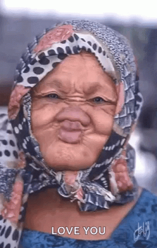 Sweet Old Lady Funny I Love You Face GIF