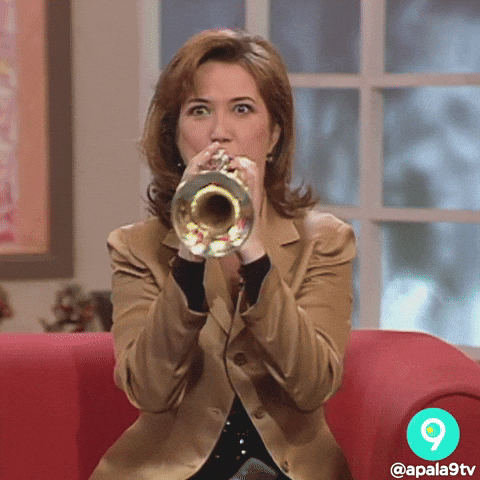 Funny Ines Ballester Playing Bugle GIF