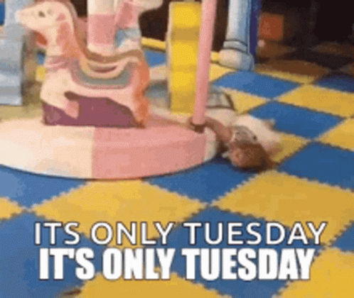 Funny It's Only Tuesday Kid Dragged By Carousel GIF