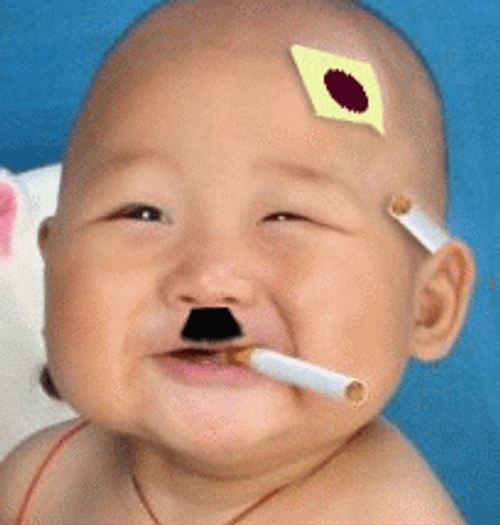 Funny Japanese Baby Smoking Meme GIF
