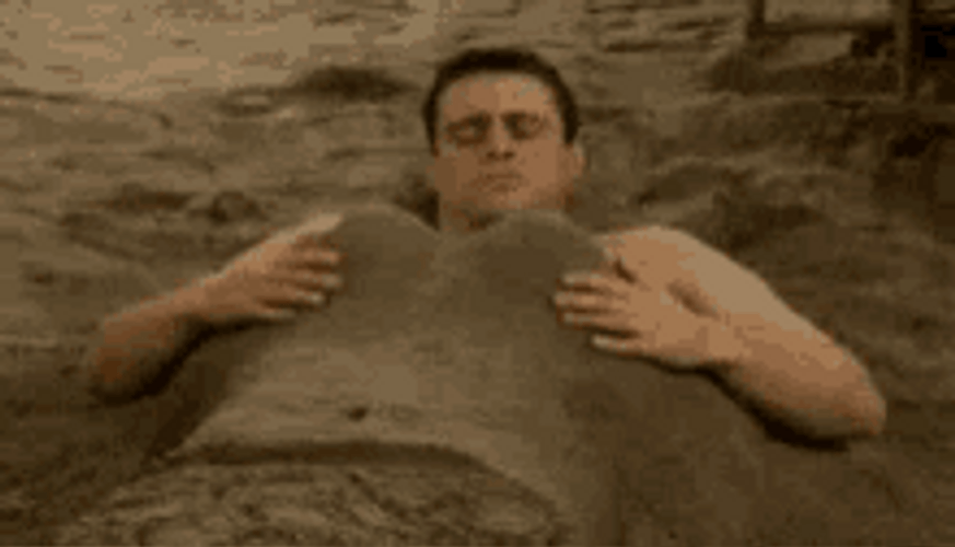 Funny Joey Tribbiani Sand Man Boobs GIF
