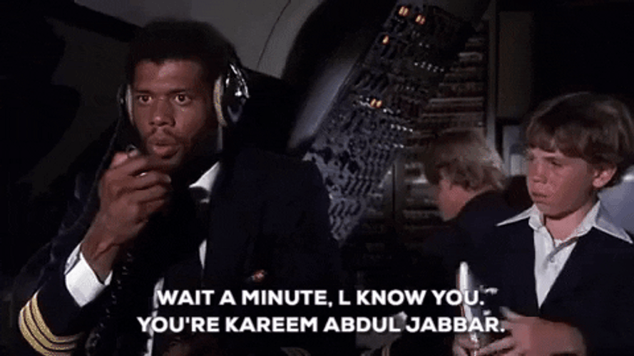 Funny Kareem Abdul Jabbar Airplane Scene GIF