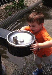 Funny Kid Drinking Fountain Fail GIF