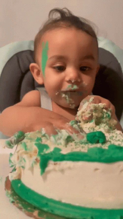 Funny Kid Eating Cake GIF
