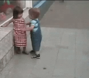 Funny Kiss Thief Pushed Down GIF