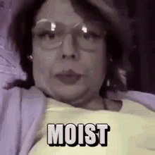 Funny Lady Face Saying Moist GIF