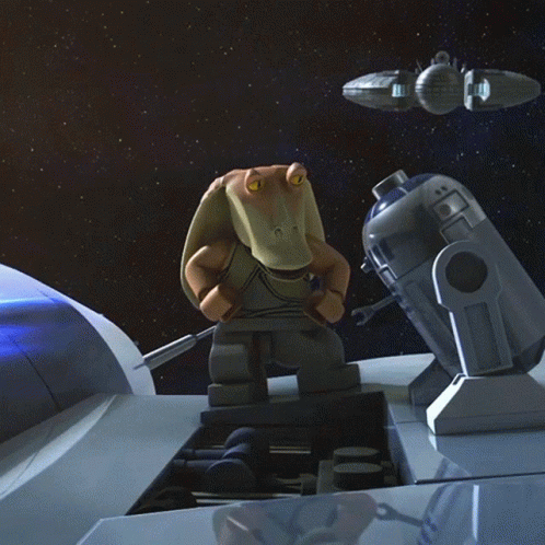 Funny Lego Star Wars Jar Jar Binks And R2d2 GIF