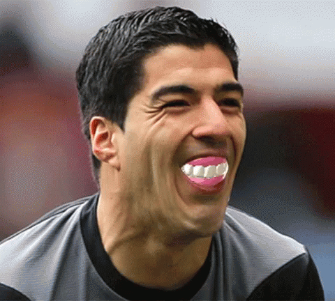 Funny Luis Suarez Animated Teeth GIF