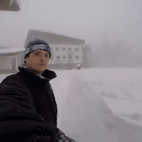 Funny Man Dropping At Snow GIF