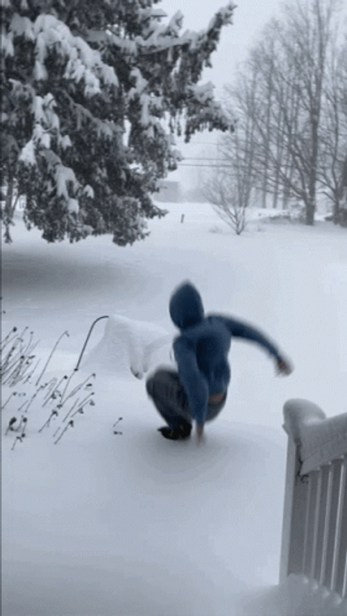 Funny Man Falling At Snow GIF