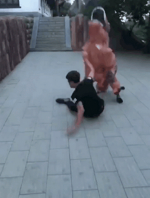 Funny Mascot Dinosaur Japanese Prank GIF