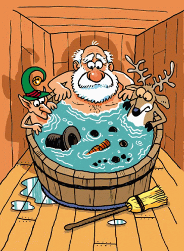 Funny Merry Christmas Santa Bubble Bath Animation GIF