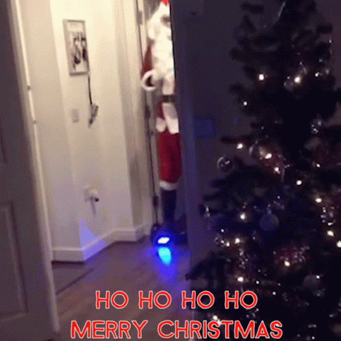 Funny Merry Christmas Santa Hoverboard Fail GIF