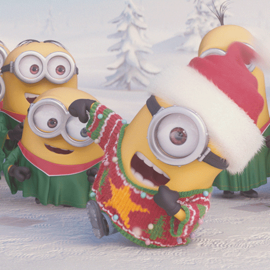 Funny Merry Christmas Dancing Minions GIF