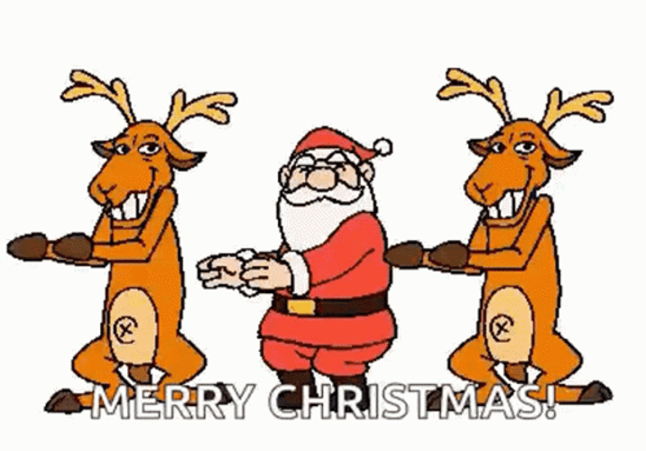 Funny Merry Christmas Dancing Santa Reindeer GIF