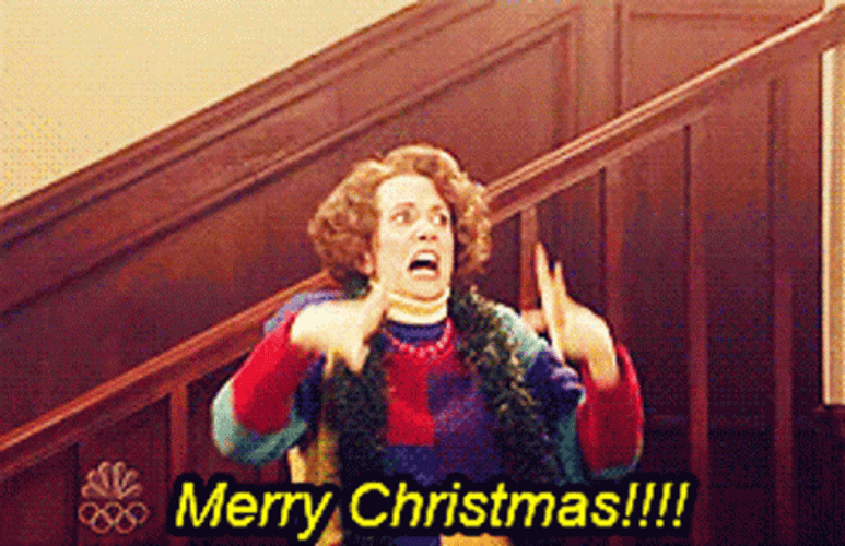 Funny Merry Christmas Panicking Kristen Wiig GIF