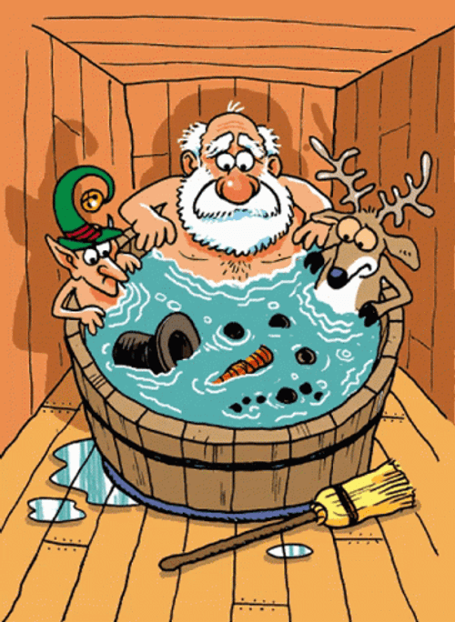 Funny Merry Christmas Santa Bubble Bath Animation GIF